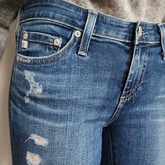 AG ADRIANO GOLDSHMIED JEANS DISTRESSED MEDIUM WASH SKINNY JEANS - Picture 6 of 9